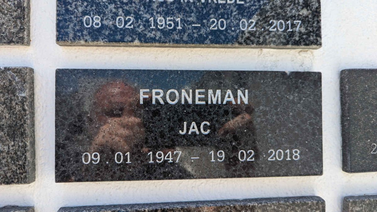 FRONEMAN Jac 1947-2018