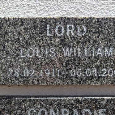 LORD Louis William 1911-2007