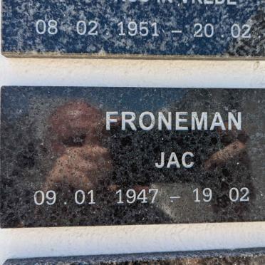 FRONEMAN Jac 1947-2018