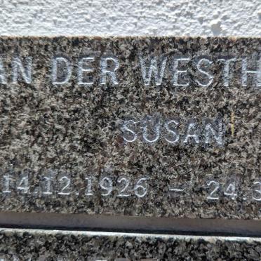 WESTHUYZEN Susan, van der 1926-2002