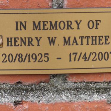 MATTHEE Henry W. 1925-2007