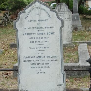BOWE Harriett Emma 1827-1885 :: WALTON Florence Amelia 1856-1907