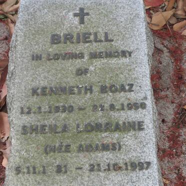 BRIELL Kenneth Boaz 1930-1990 &amp; Sheila Lorraine ADAMS 1931-1997