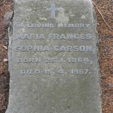 CARSON Maria Frances Sophia 1864-1957