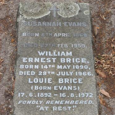 EVANS Susannah 1868-1959 :: BRICE William Ernest 1890-1966 :: BRICE Louie nee EVANS 1892-1972
