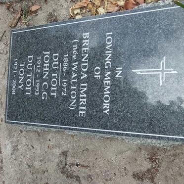IMRIE Brenda nee WALTON 1886-1972 :: DU TOIT John C.G 1912-1993 :: DU TOIT Tony 1921-2008