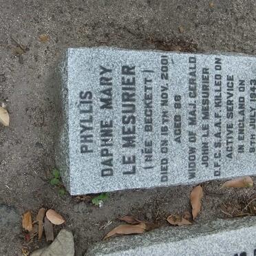 MESURIER Gerald John, le -1943 &amp; Phyllis Daphne Mary BECKETT -2001
