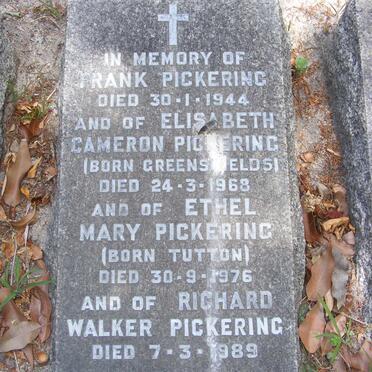 PICKERING Frank -1944 &amp; Elizabeth Cameron GREENS?IELDS -1968