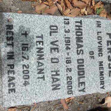 PERSSE Thomas Dudley 1914-2000 &amp; Olive D?han Tennant -2004