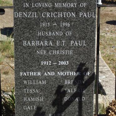 PAUL Denzil Crighton 1915-1996 &amp; Barbara E.T. CHRISTIE 1912-2003