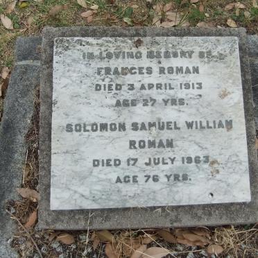 ROMAN Solomon Samuel William -1963 &amp; Frances -1913