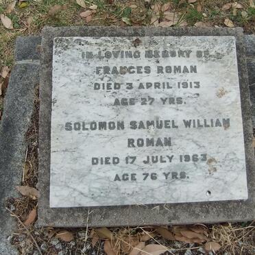 ROMAN Solomon Samuel William -1963 &amp; Frances -1913