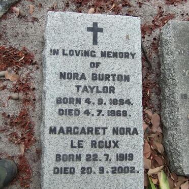 TAYLOR Nora Burton 1894-1968 :: LE ROUX Margaret Nora 1919-2002