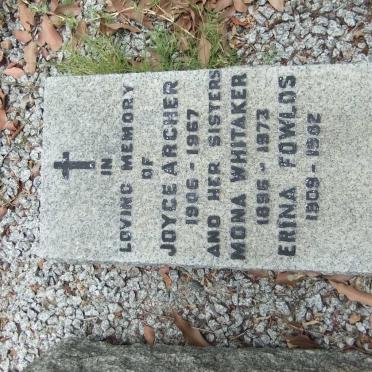WHITAKER Mona 1896-1973 :: ARCHER Joyce 1906-1967 :: FOWLDS Erina 1909-1982