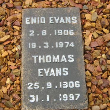 EVANS Thomas 1906-1997 &amp; Enid 1906-1974