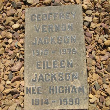 JACKSON Geoffrey Vernon 1910-1978 &amp; Eileen HIGHAM 1914-1990