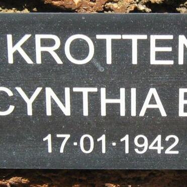 KROTTENBERGER Cynthia Elizabeth 1942-1996