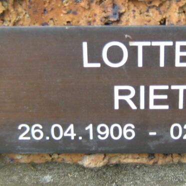 LOTTER Riet 1906-1984