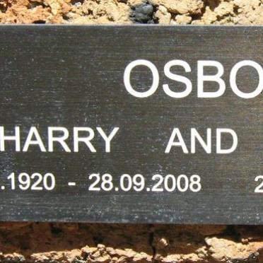OSBORN Harry 1920-2008 &amp; Beatrice 1921-1996