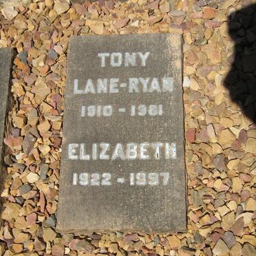 RYAN Tony, LANE 1910-1981 &amp; Elizabeth 1922-1997