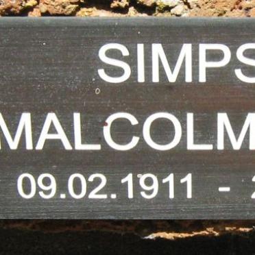 SIMPSON Malcolm Owen 1911-1996