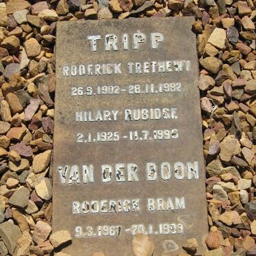 TRIPP Roderick Trethewy 1902-1982 &amp; Hilary Rubidge 1925-1996 :: BOON Roderick Bram, van der 1967-1999
