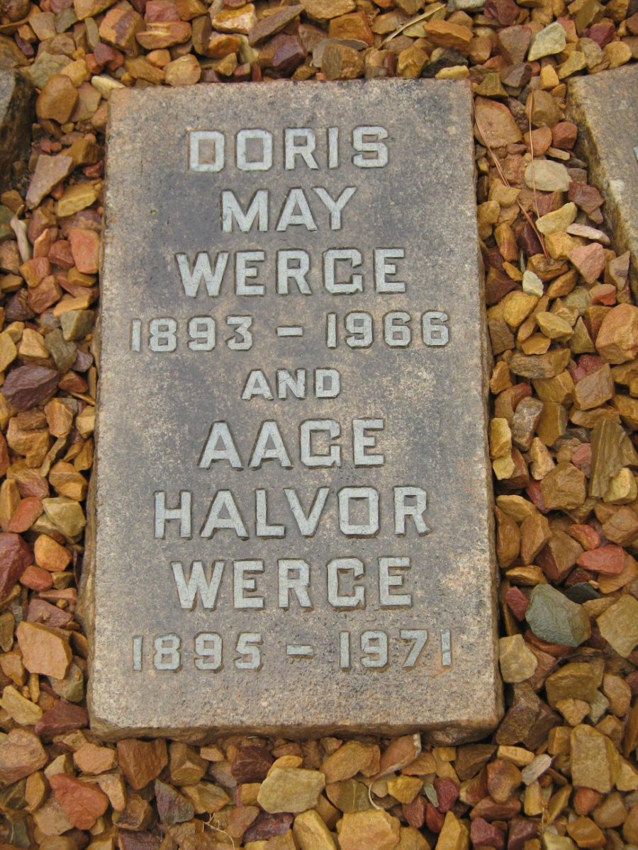 WERGE Aage Halvor 1895-1971 &amp; Doris May 1893-1966