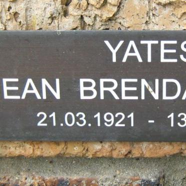YATES Jean Brenda Speak 1921-1989
