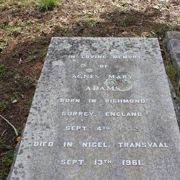 ADAMS Agnes Mary 1872-1961