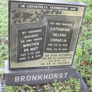 BRONKHORST Wouter De Wet 1901-1970 &amp; Catharina Helena Cornelia 1902-1989