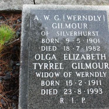 GILMOUR A.W.G. 1901-1982 &amp; Olga Elizabeth Tyrrel 1911-1993