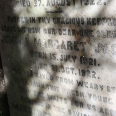 JACOBS Demas Johan 1908-1922 :: JACOBS Jemima Margaret 1921-1922 :: JACOBS Margaret Elenor 1889-1923  