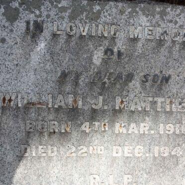 MATTHEWS William J. 1916-1944