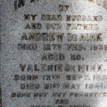 MINK Andrew, de -1936 :: MINK Valerie, de 1926-1941