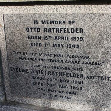 RATHFELDER Otto 1879-1942 &amp; Eveline TAIT 1881-1953