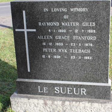 SUEUR Raymond Walter Giles, le 1900-1969 :: LE SUEUR Aileen Stasndford 1905-1976 :: LE SUEUR Peter Ryk Tulbach 1932-1993