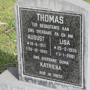 THOMAS August 1931-1998 &amp; Lisa 1935-2001 :: THOMAS Katriena ?