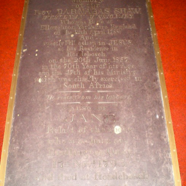 SHAW Barnabas 1788-1857 &amp; Jane 1793-1861