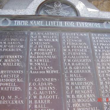 3. Memorial: SA Heavy Artillery members 1914-1918 