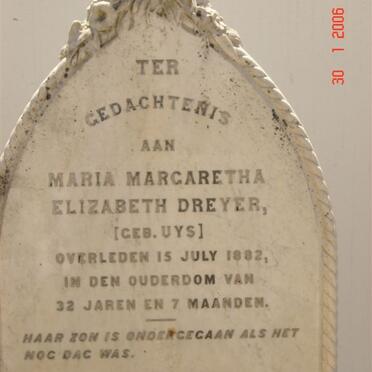 DREYER Maria Margaretha Elizabeth nee UYS -1882