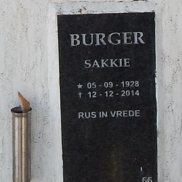 BURGER Sakkie 1928-2014