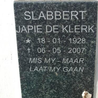 SLABBERT Japie de Klerk 1928-2007