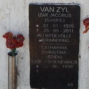ZYL Izak Jacobus, van 1935-2011 &amp; Catharina Christina GROENEWALD 1938-