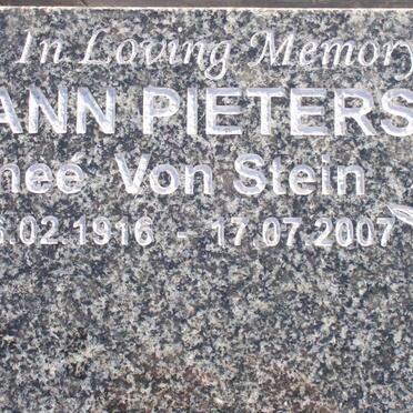 PIETERSE Ann nee VON STEIN 1916-2007