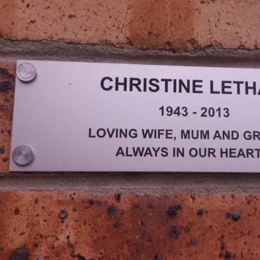 LETHAM Christine 1943-2013