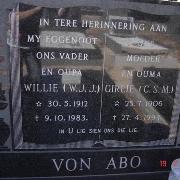 ABO W.J.J., von 1912-1983 &amp; C.S.M. 1906-1994