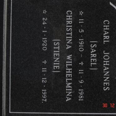 BURGER Charl Johannes 1910-1981 &amp; Christina Wilhelmina 1920-1997