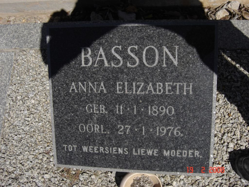 BASSON Anna Elizabeth 1890-1976