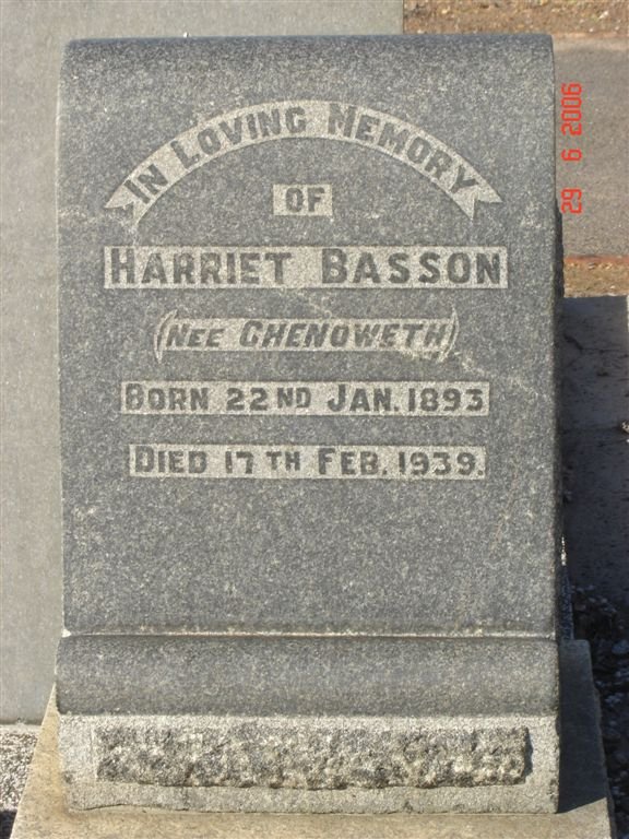 BASSON Harriet nee CHENOWETH 1893-1939