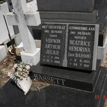 BASSETT Vernon Arthur Julius 1916-1988 &amp; Beatrice Hendrina BASSON 1925-1991
